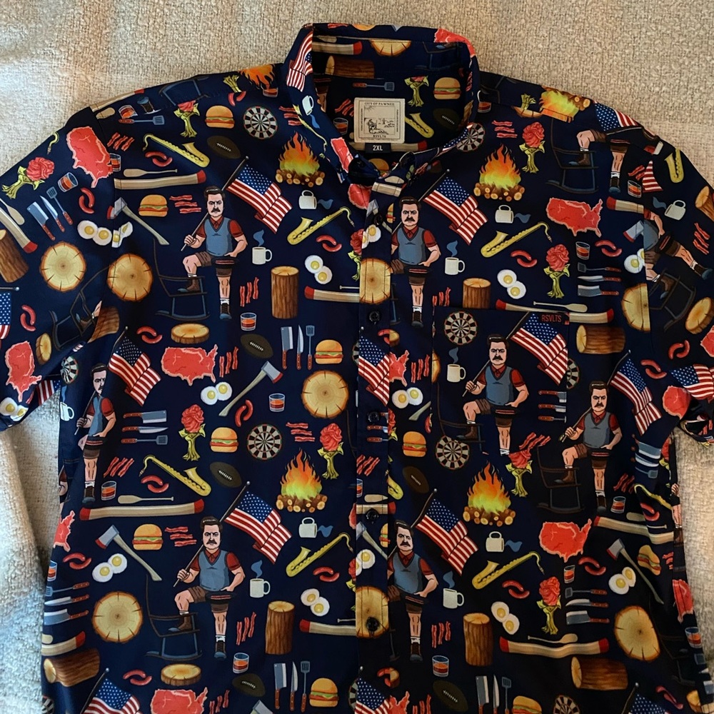 RSVLTS Ron Swanson Button Down Shirt Men’s Size 2XL - Like New